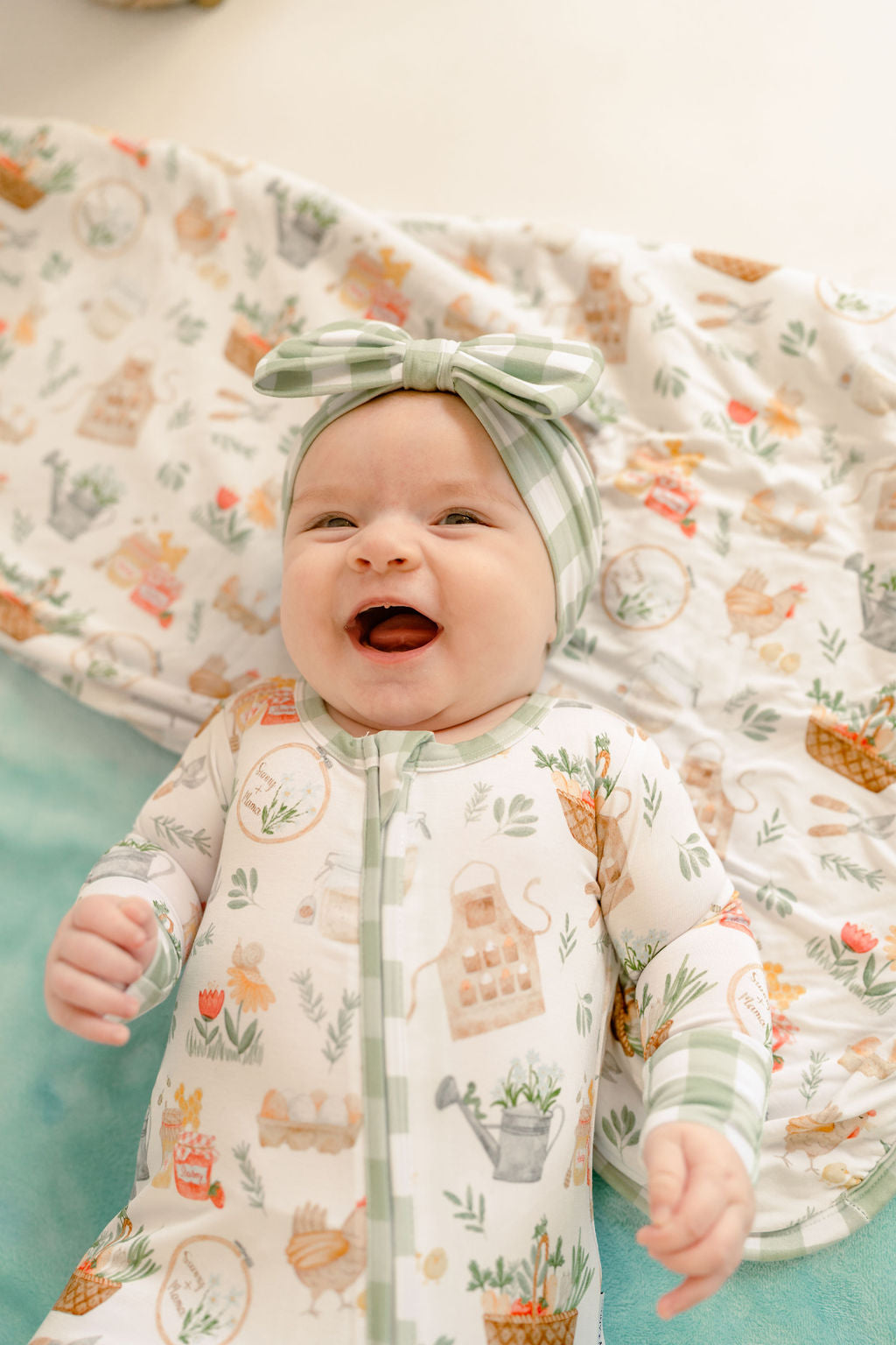 Nora's Homestead Sage Gingham Hair Bow